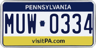 PA license plate MUW0334