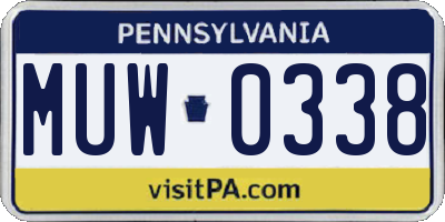 PA license plate MUW0338