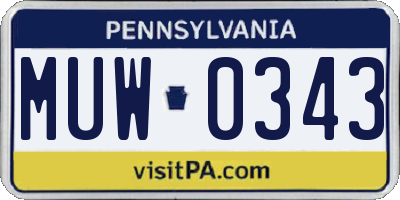 PA license plate MUW0343