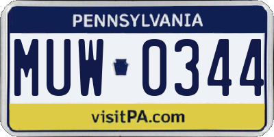 PA license plate MUW0344