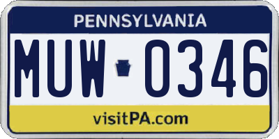 PA license plate MUW0346