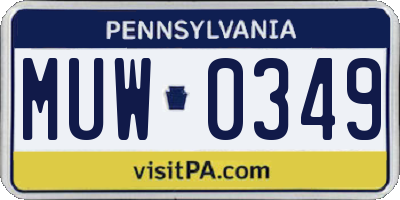 PA license plate MUW0349