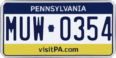 PA license plate MUW0354