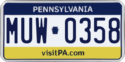 PA license plate MUW0358