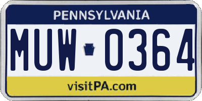 PA license plate MUW0364
