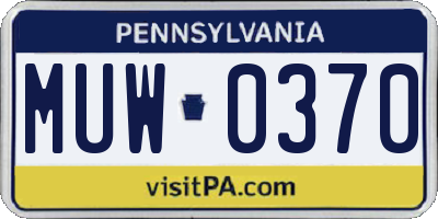PA license plate MUW0370