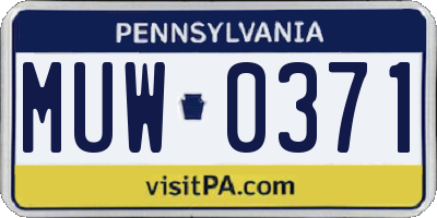 PA license plate MUW0371