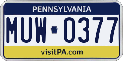 PA license plate MUW0377