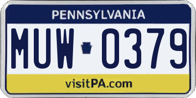 PA license plate MUW0379