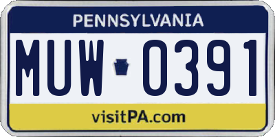 PA license plate MUW0391
