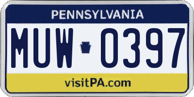 PA license plate MUW0397