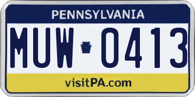 PA license plate MUW0413