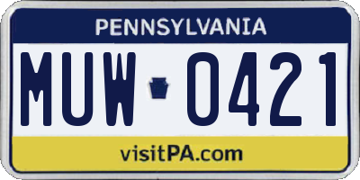 PA license plate MUW0421