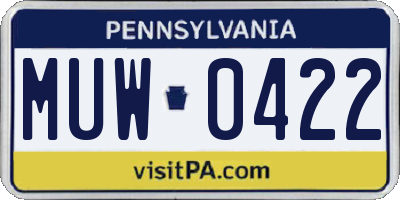 PA license plate MUW0422