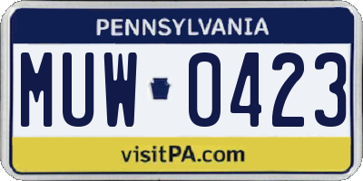 PA license plate MUW0423