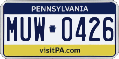 PA license plate MUW0426