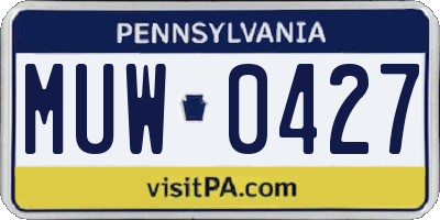PA license plate MUW0427