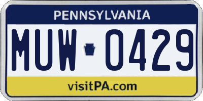 PA license plate MUW0429