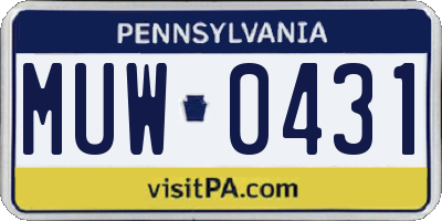 PA license plate MUW0431