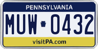 PA license plate MUW0432