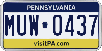 PA license plate MUW0437