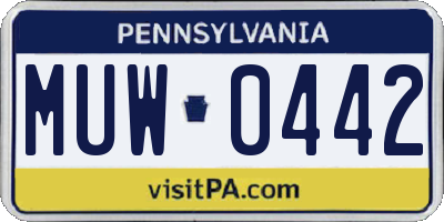 PA license plate MUW0442