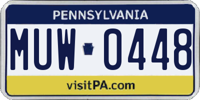 PA license plate MUW0448