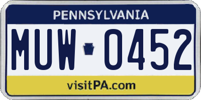 PA license plate MUW0452
