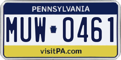 PA license plate MUW0461