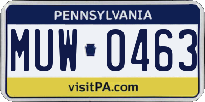 PA license plate MUW0463