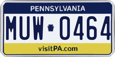 PA license plate MUW0464