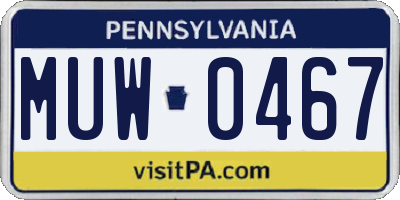 PA license plate MUW0467