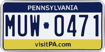 PA license plate MUW0471