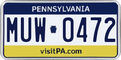 PA license plate MUW0472