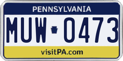PA license plate MUW0473