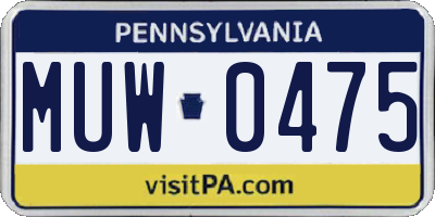 PA license plate MUW0475