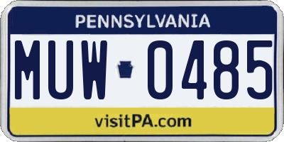 PA license plate MUW0485