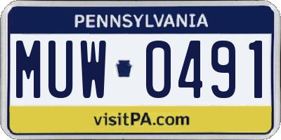 PA license plate MUW0491