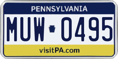 PA license plate MUW0495