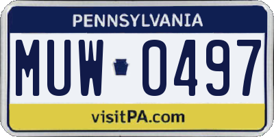 PA license plate MUW0497
