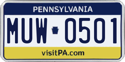 PA license plate MUW0501