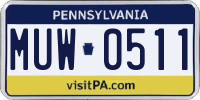 PA license plate MUW0511