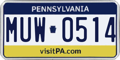 PA license plate MUW0514