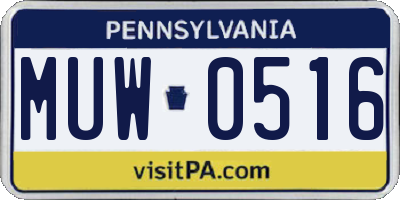 PA license plate MUW0516