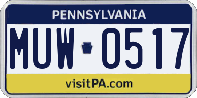 PA license plate MUW0517