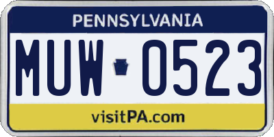PA license plate MUW0523