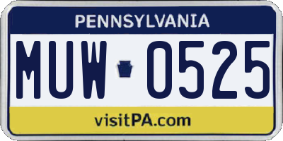 PA license plate MUW0525