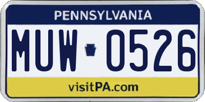 PA license plate MUW0526
