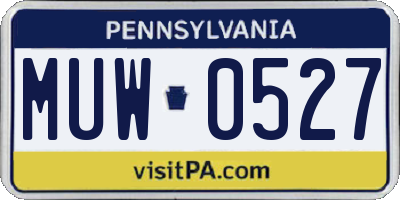 PA license plate MUW0527