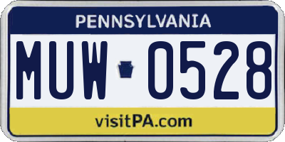 PA license plate MUW0528